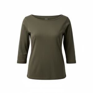 Three Dots 3/4 Sleeve British Tee - Large - Chocolate Plum